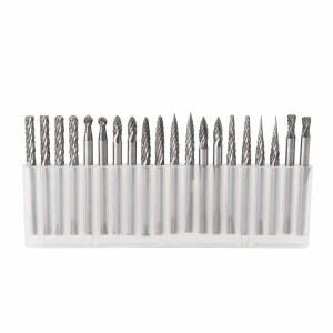 YUFUTOL 20PCS SOLID CARBIDE BURR SET 0.118 U2018 U2019(3MM) SHANK | ROTARY FILES BURRS 3MM CUTTING HEAD DIAMETER FITS 목공 조각 드릴링 조각용 대부분의 로터리 드릴 다이 그라인더에 적합
