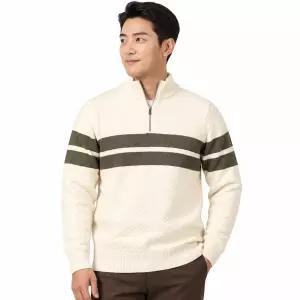 [아재나라]남성 반집업 니트 배색 하프집업 스웨터 긴팔 WTPD3903
