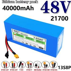 신형 클래스 A 48V 40Ah 21700 13S8P 리튬 배터리 팩 내장형 50A 2500W 고출력 BMS 다양한 에너지 저장