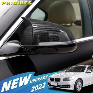 Bmw 5  F10 F11 Lci 2014-2017 캡 교체 측면 사이드 카본 광택 블랙 용 백미러 커버