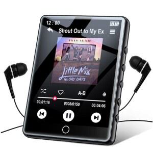 2.8인치 터치 스크린 64GB MP3 플레이어 블루투스 뮤직 HIFI 사운드 | 무손실 5.3 내장 스피커 스포츠 러너 여행용 FM 라디오 보이스 레코더 이어폰 포함