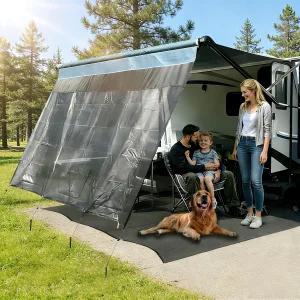 LUMONTIS RV 오닝 선 쉐이드 스크린 지퍼 포함 8 X11 3 12 적합 메쉬 옥스포드 모터홈 캠핑용 키트 범용