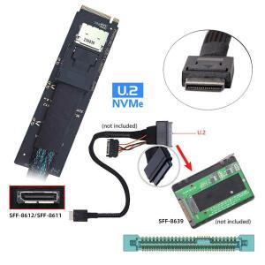 PCI-E4.0 M.2 M-Key to Oculink SFF-8612 수직 호스트 어댑터 NVME U.2 SSD 2280 eGPU용