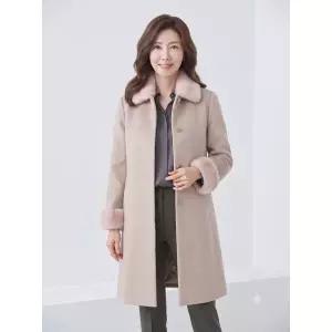 [하프클럽/올리비아하슬러]천연모피 캐시미어 혼방 코트 아이보리 OHCWCT301