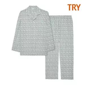 TRY 남성용 은은한 광택감 주자원단 파자마세트