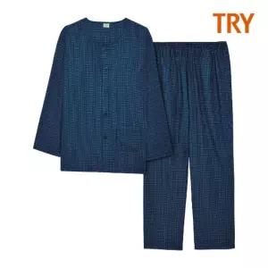 TRY 남성용 노카라 라운드 디자인 파자마세트