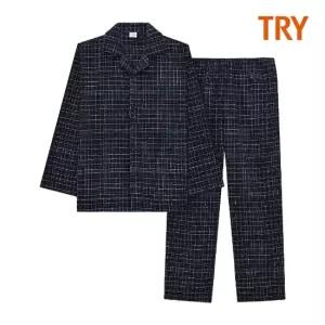 TRY 남성 순면 21수 선염기모 파자마 상하세트
