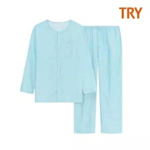 TRY 남성 라운드 스타일 순면 파자마 세트