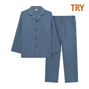 TRY 남성용 순면 60수 주자원단 파자마 세트