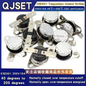 1Pcs KSD301 10A 250V 40-300도 평상시 닫힘 열 온도 조절 스위치 45 ℃ 80 85 95 100