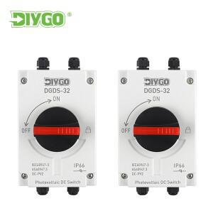 DIY GO 태양광 차단 스위치 IP66 방수 용 1입력 1출력 PV DC 시스템 분리 1200VDC 32A