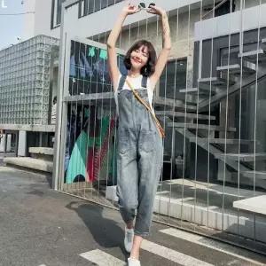 여성 연청 데님 멜빵 팬츠 DHH-A33 FREE바지 점프슈트 수트 바지