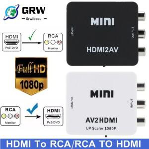 HD 1080P HDMI to AV 스케일러 어댑터 비디오 컴포지트 컨버터 RCA CVSB L/R 미니 HD2AV TO