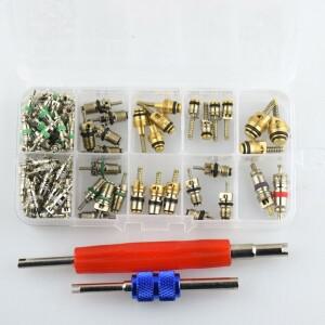 102Pcs 자동차 에어컨 밸브 코어 구색 A/C Shrader 및 도구 R134 R12 HVAC 키트 액세서리