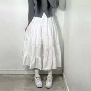 갓샵 여성 캉캉 플레어 롱 스커트 쉬폰 치마 2color 속치마 봄 여름 A라인 밴딩 프릴 데이트 휴양지 룩 블