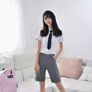 교복몰 (허리조절)연그레이 교복 반바지(여자) 교복.