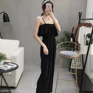 캐주얼 여성 꾸안꾸룩 끈나시 점프수트 패션 바지
