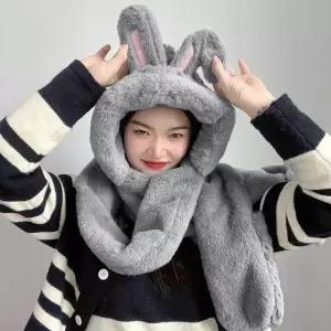 후드숄머플러 머플러 후드 일체형 그레이 후드머플러
