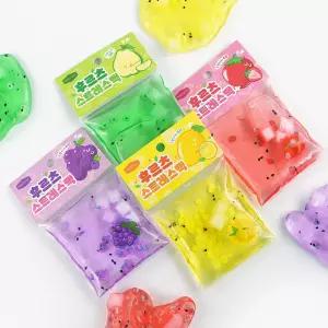 핑크풋 후르츠 스트레스백 4종세트 조물조물 파우치슬라임 키덜트 장난감