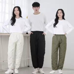 고품질 남녀공용 뉴 고주파 패딩바지 방한팬츠 조거 일자 누빔 겨울 남자 허리밴딩 추리닝 솜바지