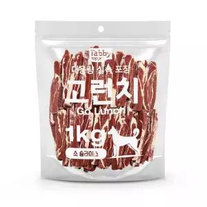 비프 슬라이스 1kg 강아지 육포 간식 고기간식 음식 강아지져키 강쥐용