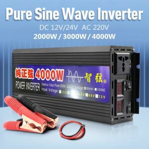 순수 정현파 인버터 2000W 파워 태양광 자동차 LED 디스플레이 포함 DC 12V 24V AC 220V 전압 변환기