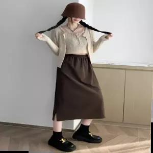 여성 4컬러 가을 겨울 융기모 코듀로이 골덴 롱스커트