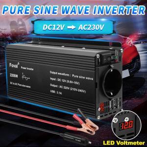 순수 사인파 인버터 DC 12V AC 220V 1500W/2200W/2600W 전압 전송 변환기 범용 EU 소켓 자동차 액세서리
