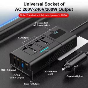 12V 차량용 자동차 220v 인버터 ~ 전압 전력 변환기 200W