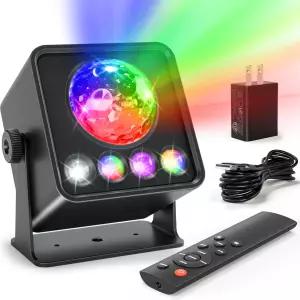 OIEZISRO 디스코 볼 파티 조명 라이트 선셋 램프 프로젝터 RGB+UV+화이트+YGB 사운드 활성화 LED DJ