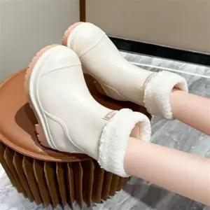 여성 방수 장화 털 탈부착 장화 사계절 따뜻한 겨울 고무 데일리 미끄럼 신