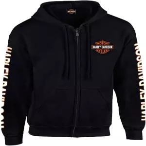 Harley-Davidson 남성용 후드 스웨트셔츠  바 및 쉴드 지퍼 블랙