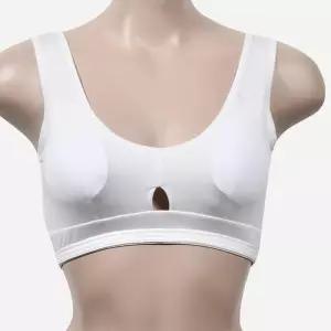 패드포켓 트임홀 여성 스포츠브라 - 화이트 속옷 심리스브라탑 통기성 스판 y-C5488