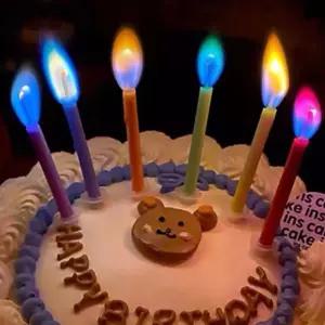 무지개초 불꽃초 특이한 색깔 생일 파티 초/컬러 예쁜 이벤트초 인싸초 t-5F95C
