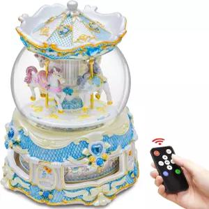 크리스마스 결혼식 생일 가족 친구를 위한 홀리데이 장식을 럭셔리 10인치 캐러셀 스노우 글로브 뮤지컬