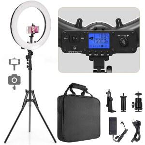 PIXEL RING LIGHT 19인치 바이컬러 LCD 디스플레이 링 라이트 스탠드 포함 55W 3000-5800K CRI 97 링 브이로깅용 셀피 초상화 라이브 스트림 비디오 촬영용