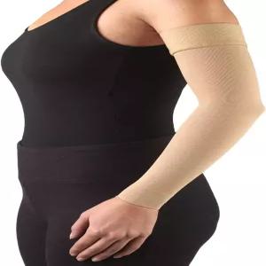 트루폼 림프부종 압박 팔 슬리브 유방 절제술 후 20-30mmHg 지지 도트 탑 그립 밴드 베이지 미디엄