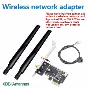 Intel AX210 AX200 9260 용 6DBi 2x 안테나 NGFF M.2 WiFi Bluetooth 카드가있는 PCI Express 무선 어댑터