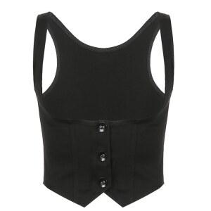 여자 고딕 빈티지 Dressy 양복 조끼 솔리드 컬러 블랙 Racerback 미니 조끼 턱시도 정장 Steampunk 3 버튼 슬림 자켓