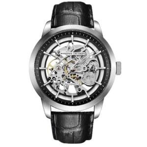 TYBERLEY PAGANI 디자인 클래식 패션 남성용 스켈레톤 자동 기계식 시계 가죽 스트랩 스테인리스 스틸 셀프 와인딩 방수 비즈니스 아날로그 스포츠 손목시계