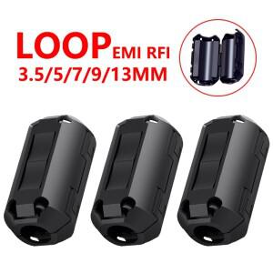 20PCS 3.5/5/7/9/13M 호환m 링 코어 페라이트 비드 클램프 초크 코일 EMI RFI 잡음 필터 클립 블랙 마그네