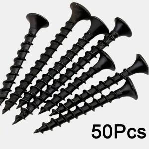 50pcs 검정색 고강도 M3.5 두꺼운 건식 벽 못 크로스 카운터 싱크 석고 보드 강철 목공 셀프 태핑 나사