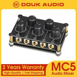 Douk Audi 호환o 휴대용 4 채널 아날로그 스테레오 오디오 믹서 라이브 스튜디오 녹음 사운드 믹싱 콘솔용