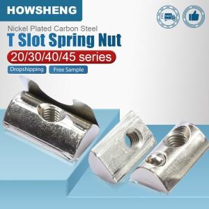 HOWSHENG 볼 파편이 있는 롤인 스프링 T 너트 20304045 시리즈 알루미늄 프로파일용 탄소강 슬롯 블록 슬라