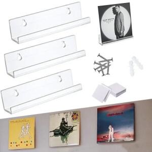 1PCS 아크릴 레코드 디스플레이 스탠드 선반 지우기 벽 마운트 비닐 홀더 부동 LP 앨범 수납함 랙