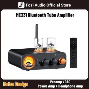 Fosi Audi 호환o MC331 2.0 채널 블루투스 스테레오 통합 튜브 앰프 패시브 스피커용 미니 올인원 DAC 오디