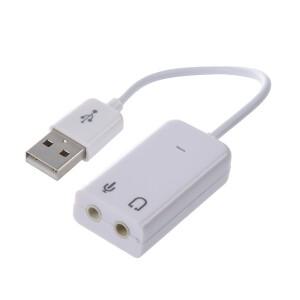 마이크 이어폰 소켓 USB 2.0 사운드 카드 스피커 오디오 어댑터 흰색 3.5mm