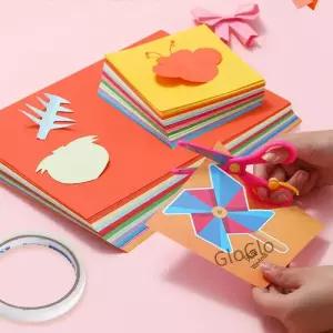 50장 A4 수제 색종이 세트 DIY 수공예 종이접기 10색 종이