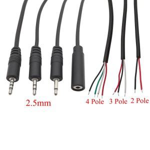 1/3/5Pcs 2.5mm 2/3/4 극 와이어 남성 여성 플러그 잭 오디오 케이블 모노 스테레오 Aux 커넥터 헤드폰 확