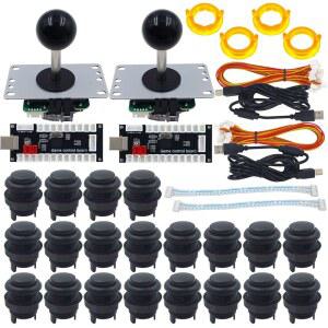 SJ@JX 2 PLAYER ARCADE GAME DIY KIT MATT 프로스티드 블랙 버튼 트윈스 USB 인코더 제로 딜레이 4&8 WAY FIGHTING JOYSTICK CONTROLLER FOR PC MAME RESPBERRY PI RETROPIE